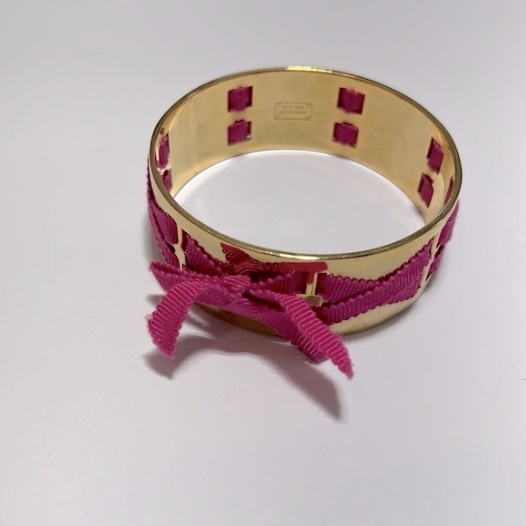 KATE SPADE NY | RARE - Gold & Hot Pink Intertwined Bangle Bracelet. Sz. S - Picture 1 of 6